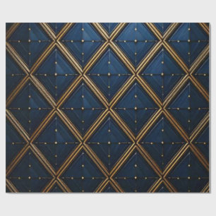 Luxury Navy Gold Geometric Diamond Wrap Wrapping Paper