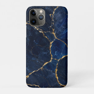 Luxury Navy Marble Gold Monogram Business Branding iPhone 11 Pro Case