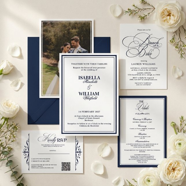 Luxury Navy Wedding Invitation Suite (Creator Uploaded)