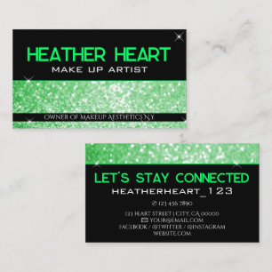 Luxury Neon Green Bright Glitter Glam Glamour Business Card