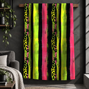 Luxury Neon Green Lime Green Leopard Print Blanket