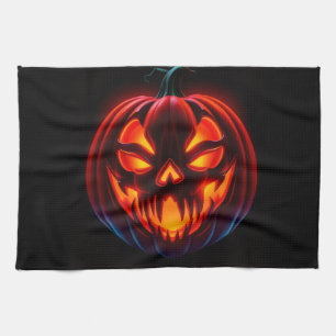 Luxury Neon Pumpkin Halloween Kitchen Towel