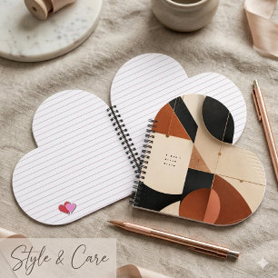 Luxury Neutral Geometric Aesthetic Heart Shaped Notebook