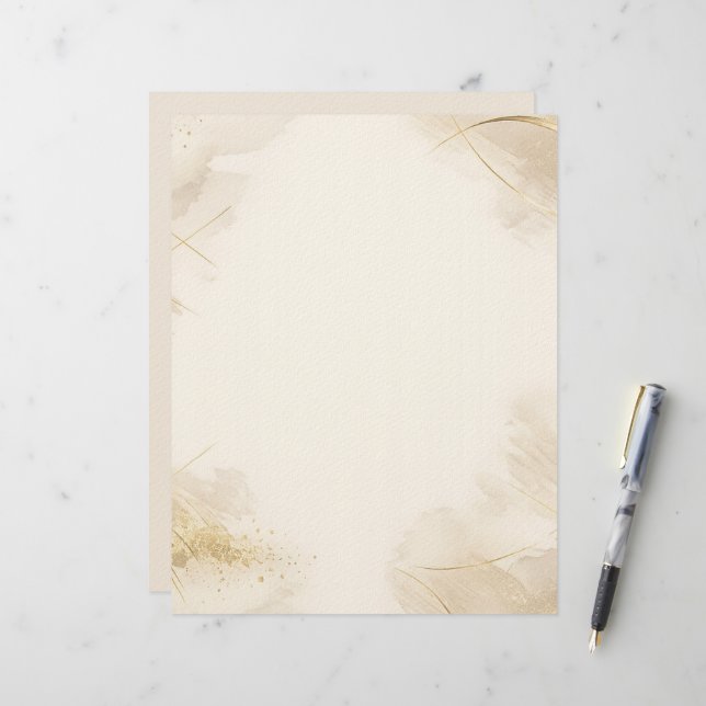 Luxury Neutral Personalised Stationery Custom Letterhead (Front/Back In Situ)