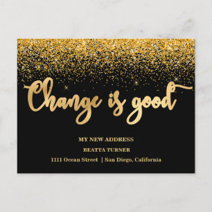 Luxury New Home Address Gold Glitter Announcement Postcard