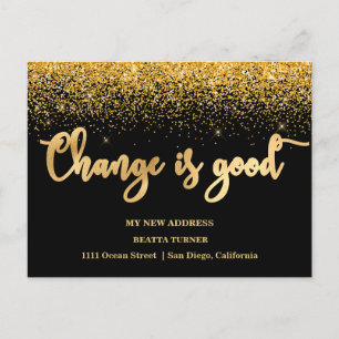 Luxury New Home Address Gold Glitter Announcement  Postcard