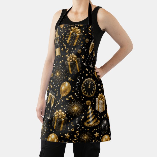 Luxury New Year Celebration Pattern Apron (Insitu)