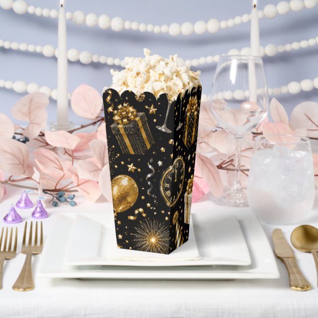 Luxury New Year Celebration Pattern Popcorn Favour Box (Wedding)