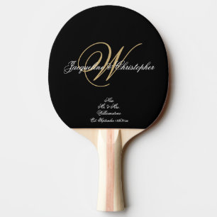 Luxury Newlyweds Gift Elegant Script Names Cool Ping Pong Paddle