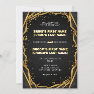 Luxury Noir Elegant Minimalist Black and Gold Invitation