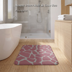 Luxury Nordic Dusty Rose Grey Giraffe Print Bath Mat