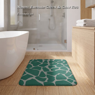 Luxury Nordic Emerald Green Giraffe Print Bath Mat