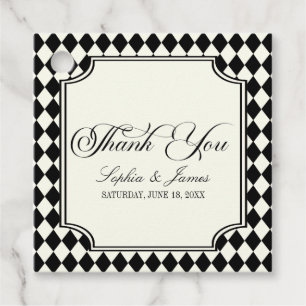 Luxury Old Money Black Ivory Vintage Wedding Favour Tags