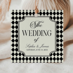 Luxury Old Money Black Ivory Vintage Wedding Favour Tags