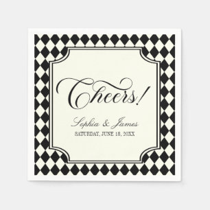 Luxury Old Money Black Ivory Vintage Wedding Napkin