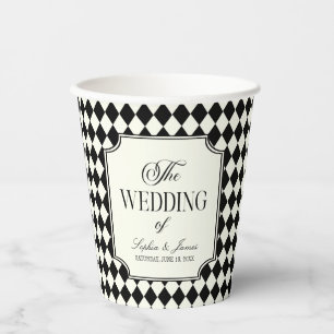 Luxury Old Money Black Ivory Vintage Wedding Paper Cups