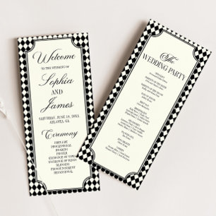 Luxury Old Money Black Ivory Vintage Wedding Programme