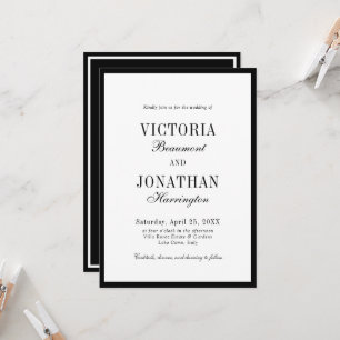 Luxury Old Money Black & White Minimalist Wedding Invitation