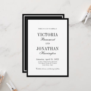 Luxury Old Money Black & White Minimalist Wedding Invitation