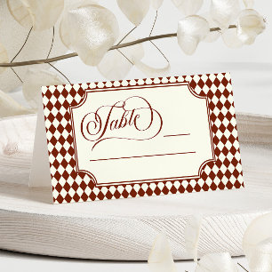 Luxury Old Money Burgundy Ivory Vintage Wedding Place Card
