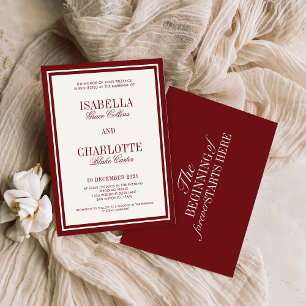 Luxury Old Money Burgundy Timeless Wedding Invitation