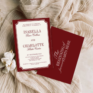 Luxury Old Money Burgundy Timeless Wedding Invitation