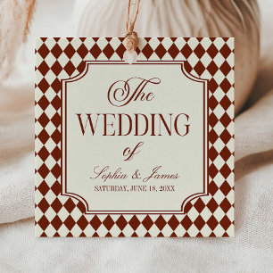 Luxury Old Money Burgundy Vintage Wedding Favour Tags