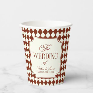 Luxury Old Money Burgundy Vintage Wedding Paper Cups
