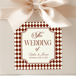 Luxury Old Money Burgundy Vintage Wedding Square Sticker