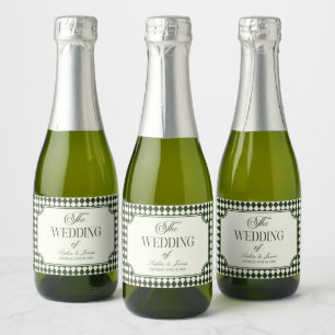 Luxury Old Money Olive Green Vintage Wedding Sparkling Wine Label