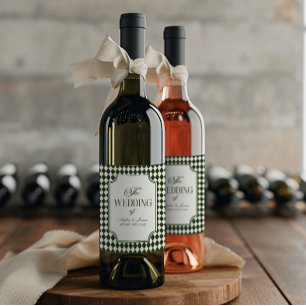 Luxury Old Money Olive Green Vintage Wedding Wine Label