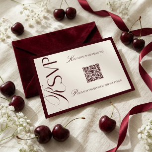 Luxury Old Money Red Beige RSVP Card