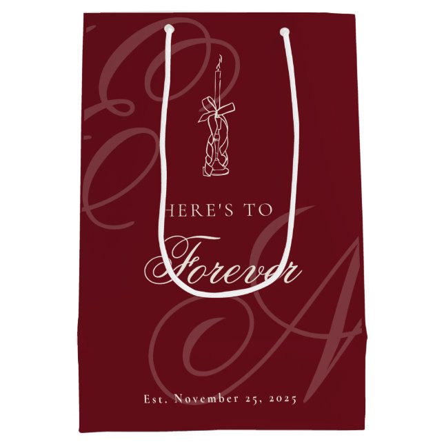 Luxury Old Money Retro Calligraphy Wedding Medium Gift Bag (Back)