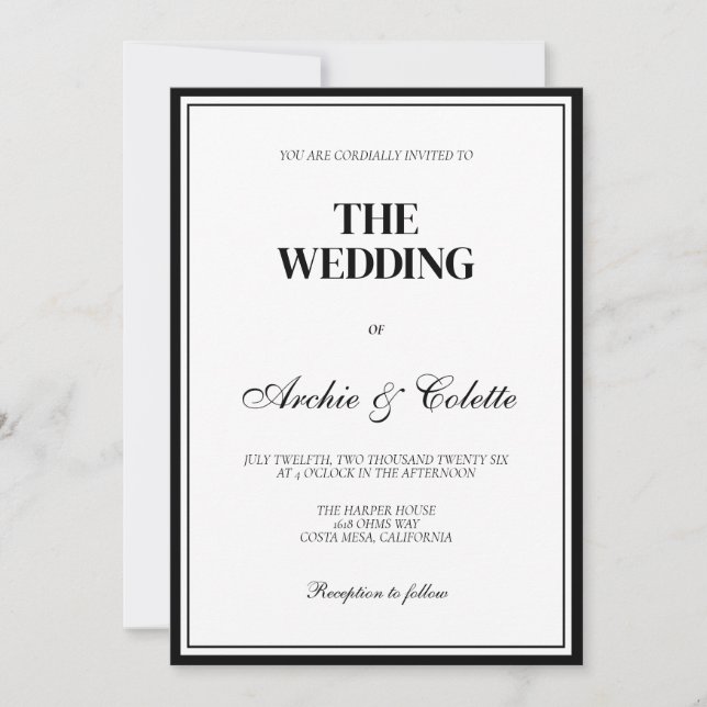 Luxury Old Money Vintage Wedding Invitation (Front)
