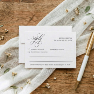 Luxury Old Money Wedding Meal Choice RSVP Card