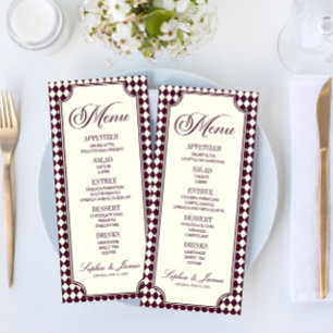 Luxury Old Money Wine Ivory Vintage Wedding Menu