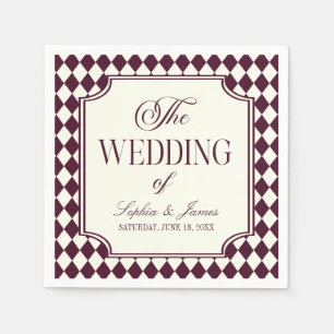 Luxury Old Money Wine Ivory Vintage Wedding Napkin