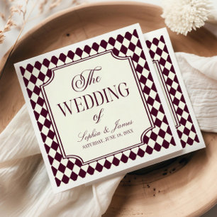 Luxury Old Money Wine Ivory Vintage Wedding Napkin