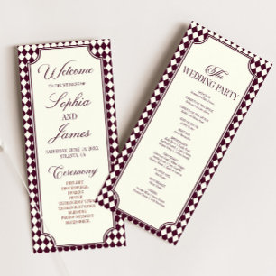 Luxury Old Money Wine Ivory Vintage Wedding Programme