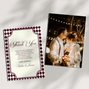 Luxury Old Money Wine Ivory Vintage Wedding Thank You Card