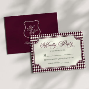 Luxury Old Money Wine Vintage Ivory Wedding RSVP Card