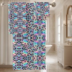 Luxury Opal DIamond Snow Leopard Print Towel Set