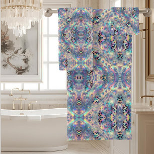 Luxury Opal DIamond Snow Leopard Print Towel Set