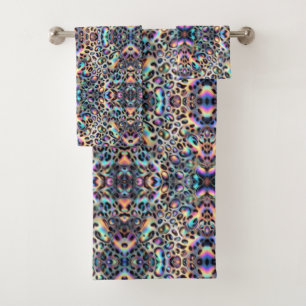 Luxury Opal Leopard Print Pattern Bath Towel Set