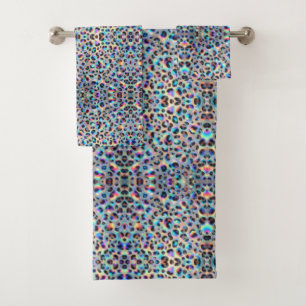 Luxury Opal Leopard Print Pattern Bath Towel Set