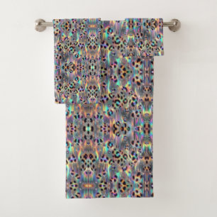 Luxury Opal Leopard Print Pattern Bath Towel Set