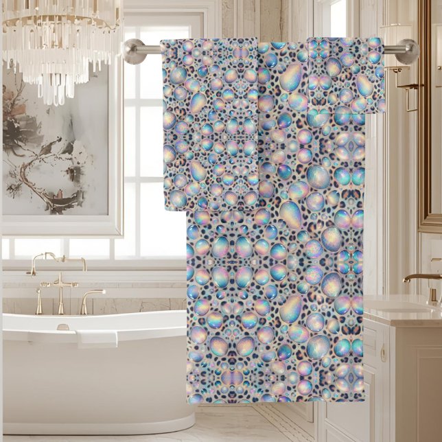 Luxury Opal Leopard Print Pattern Bath Towel Set (Creator Uploaded)