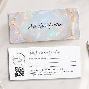 Luxury Opal Logo QR Code Gift Card Certificate
