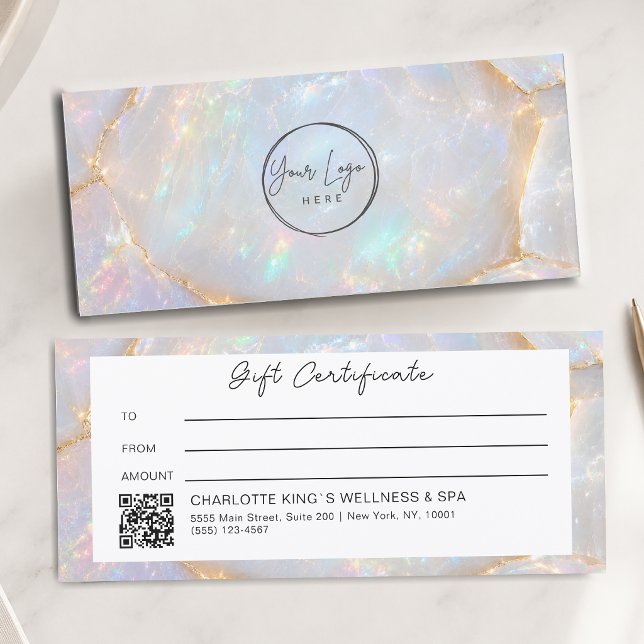 Luxury Opal Logo QR Code Gift Certificate (Luxury Opal Holographiy Salon Logo QR Code Gift Certificate)