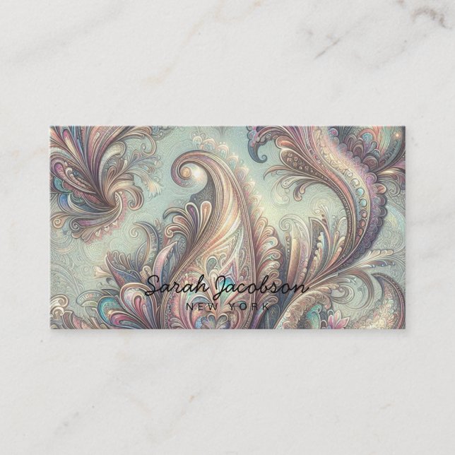 Luxury Opal Paisley Business Card (Front)